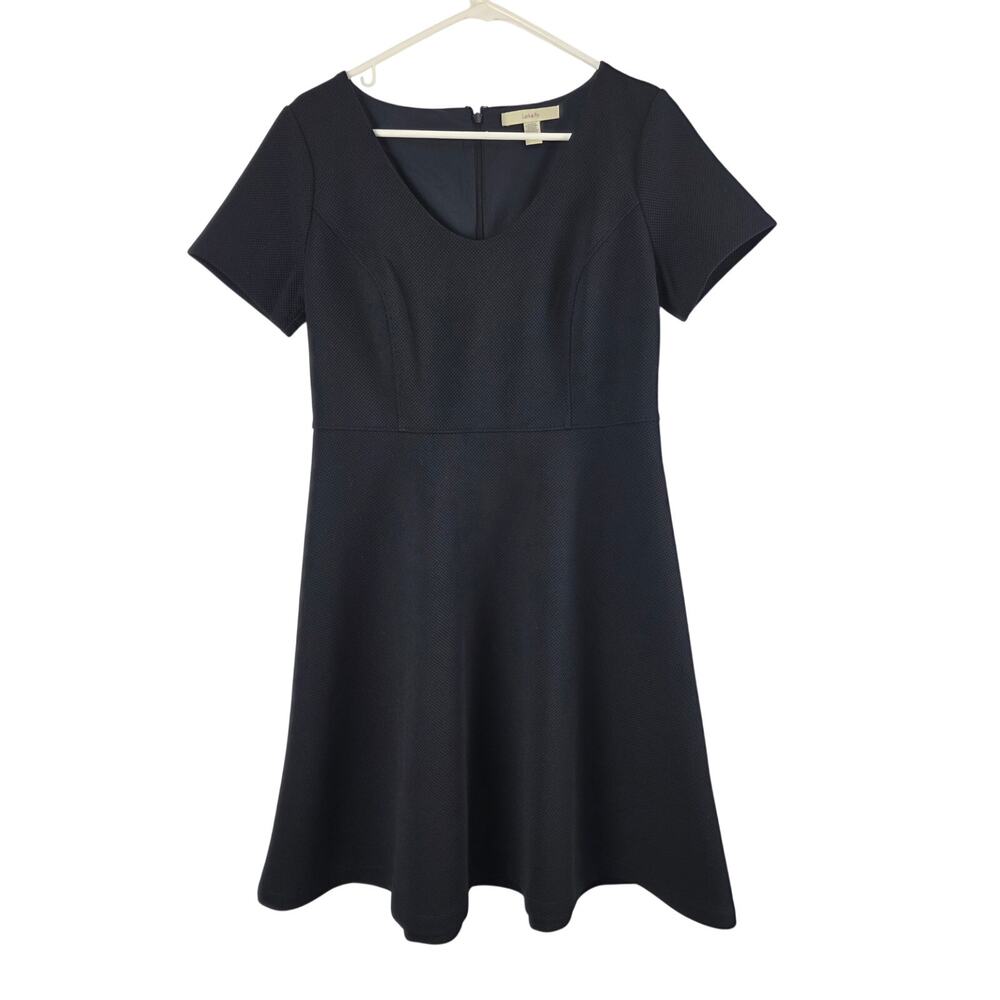 Lark & Ro Normcore Midi Dress 10 Womens Blue Short Sleeveโ Classic Office Work